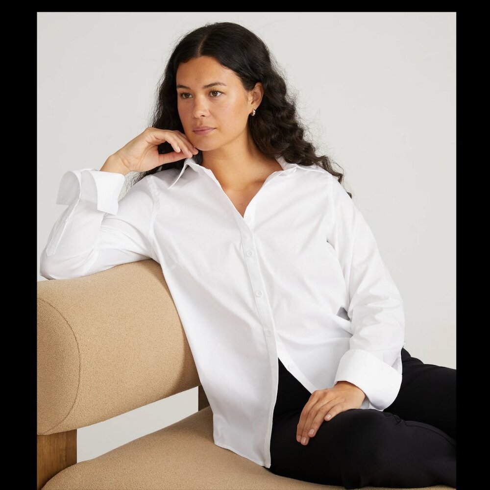 Universal Standard Henning X Madison White Cotton Button-Up Shirt (NWT)